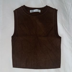 Zara Brown Crop Tank Top
